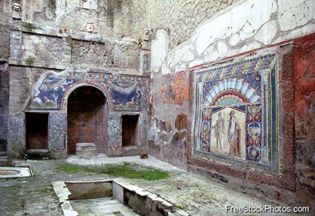 HERCULANEUM - Egykori épület  megmaradt freskói